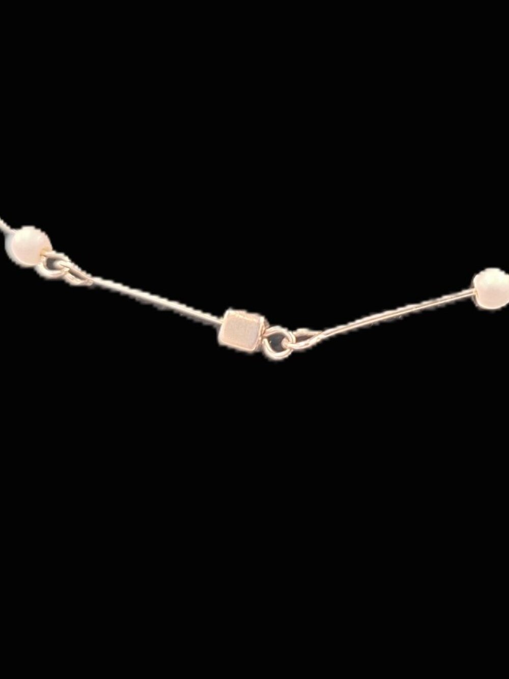 White bead and silver cube bar link necklace